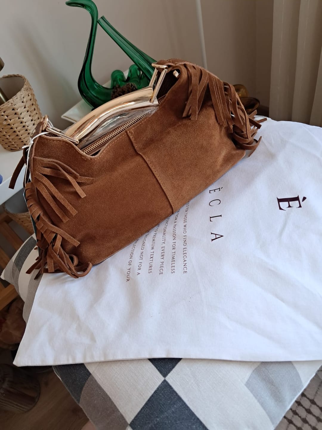 Customer photo review of REA | Püsküllü Hakiki Süet Deri | Taba