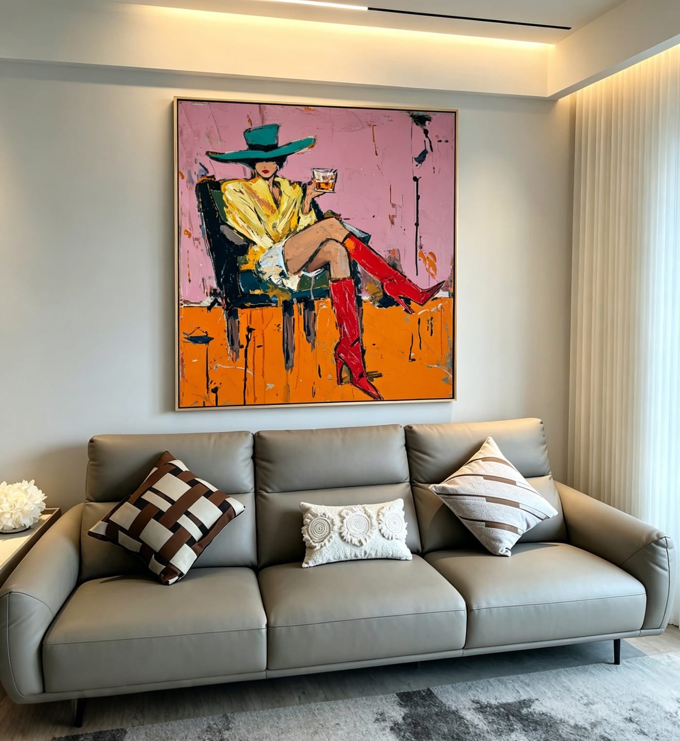 Customer photo review of Teal Lounge-Cowgirl Portrait Painting