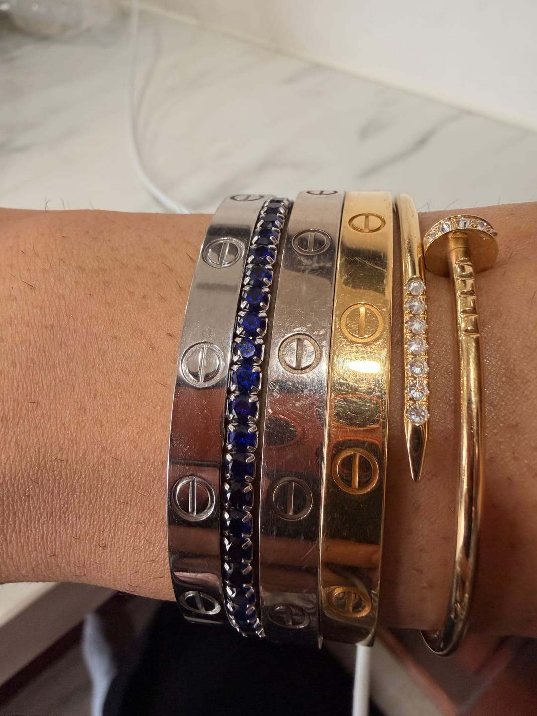 Customer photo review of Colored Stretch Tennis Bracelets