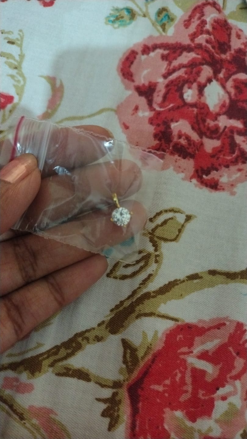 Customer photo review of Dazzling Solitaire Pendant by Arushaa
