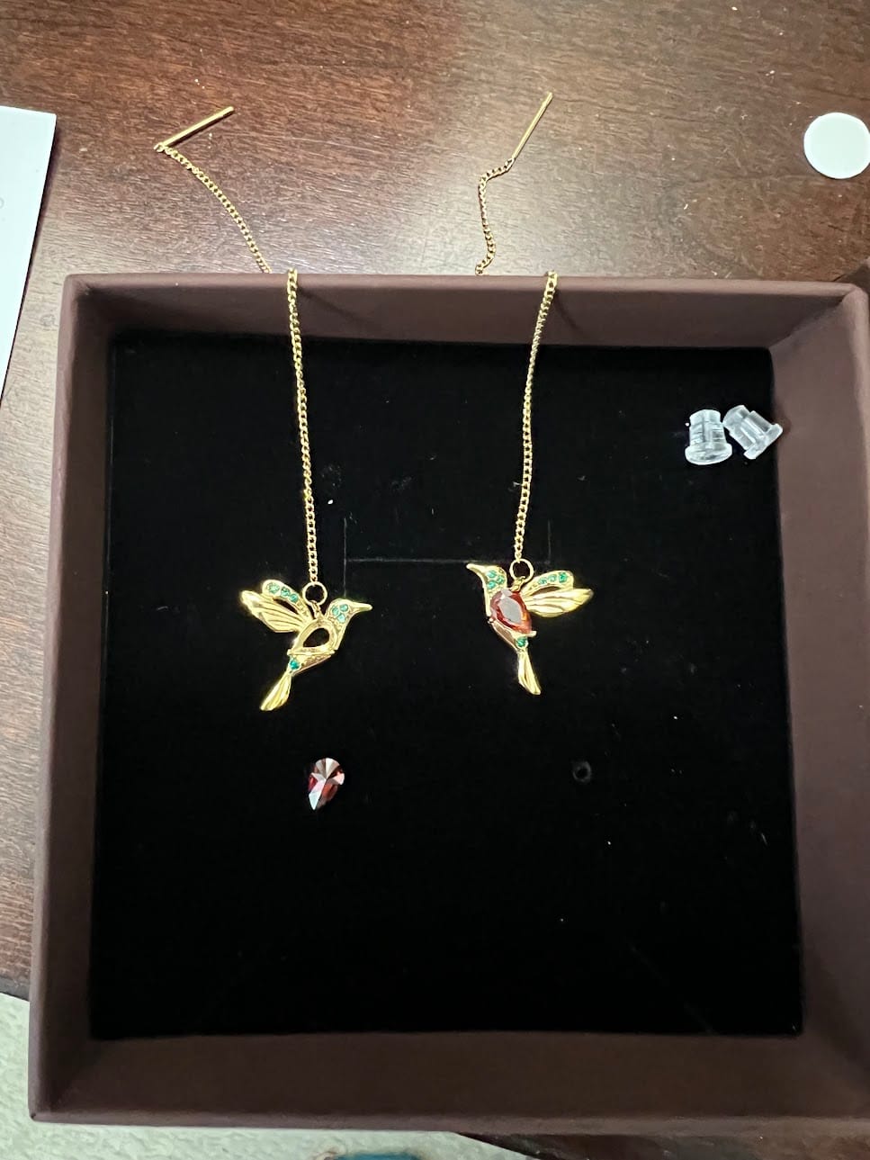 Customer photo review of Crystal Hummingbird Tassel Earrings