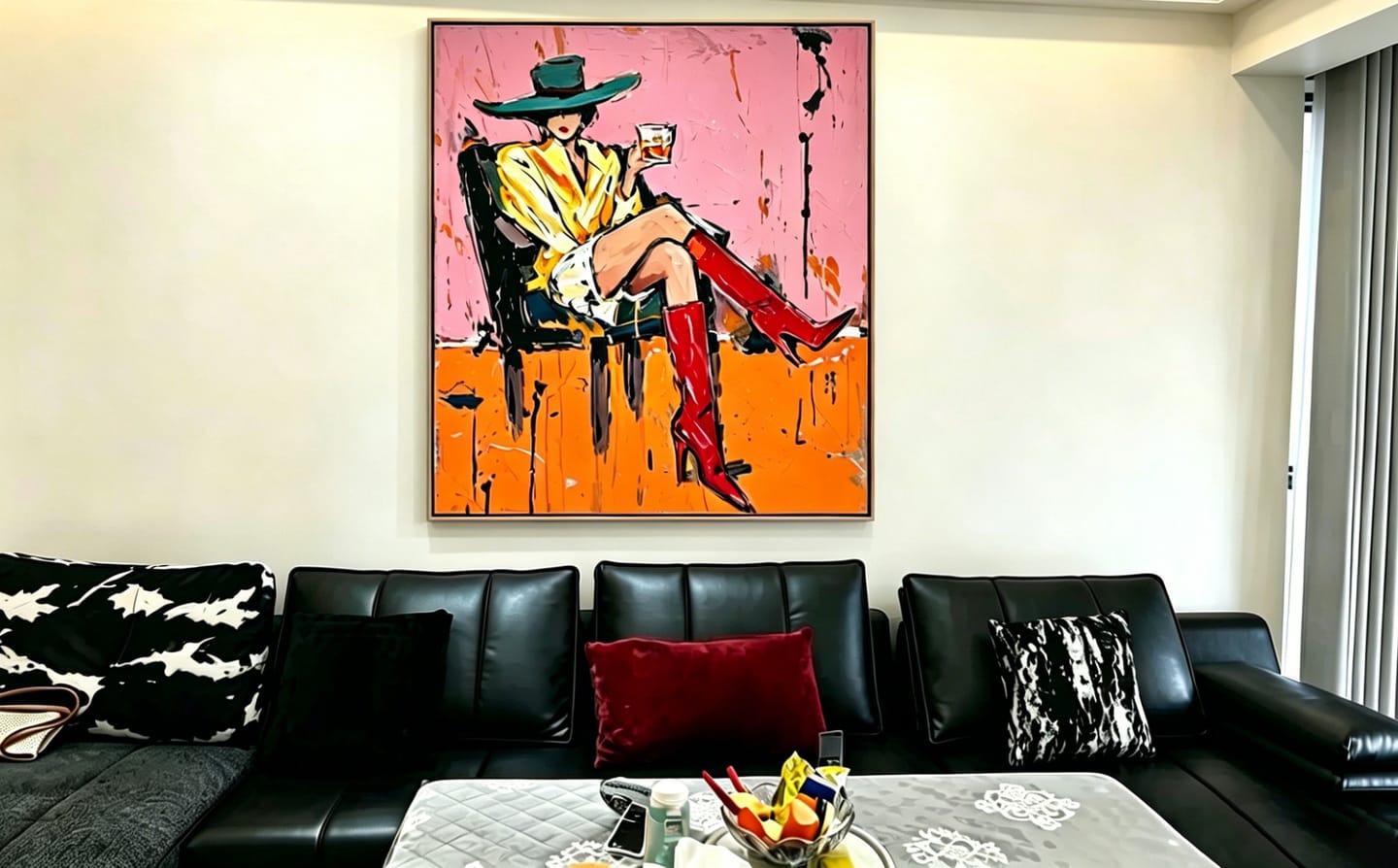 Customer photo review of Teal Lounge-Cowgirl Portrait Painting