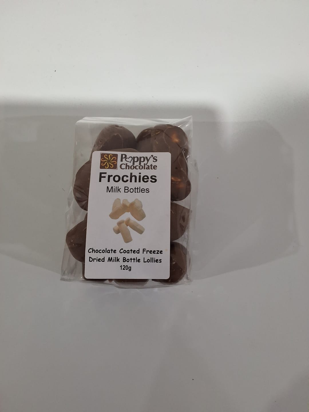 Customer photo review of Frochies Milk Bottles chocolate coated freeze dried lollies