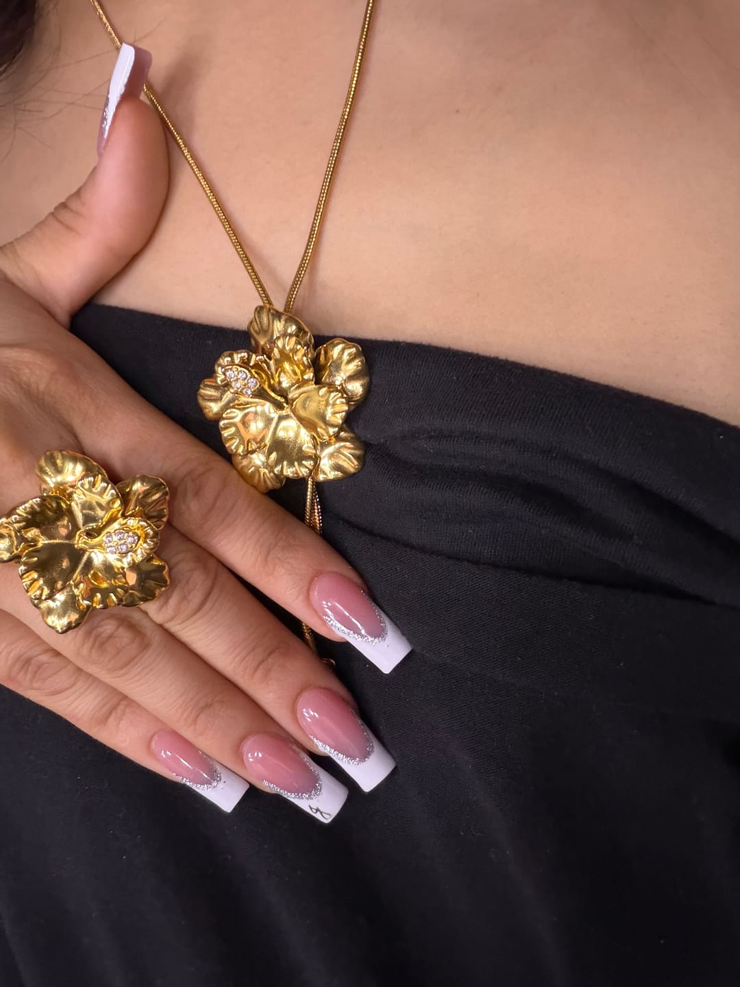 Customer photo review of Hibiscus Petal Necklace
