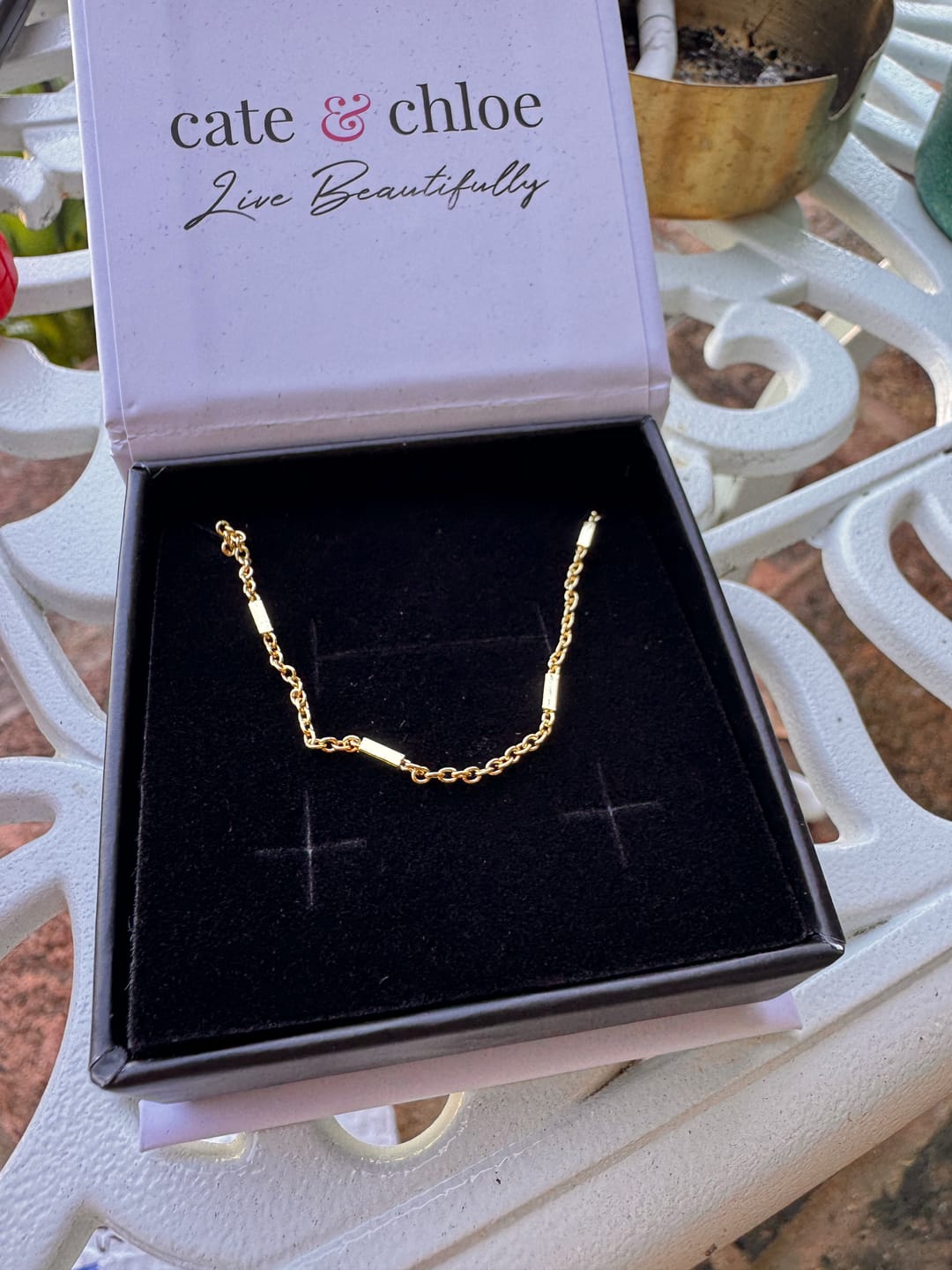 Customer photo review of Cassidy 18k White Gold Plated Stacking Necklace Chain