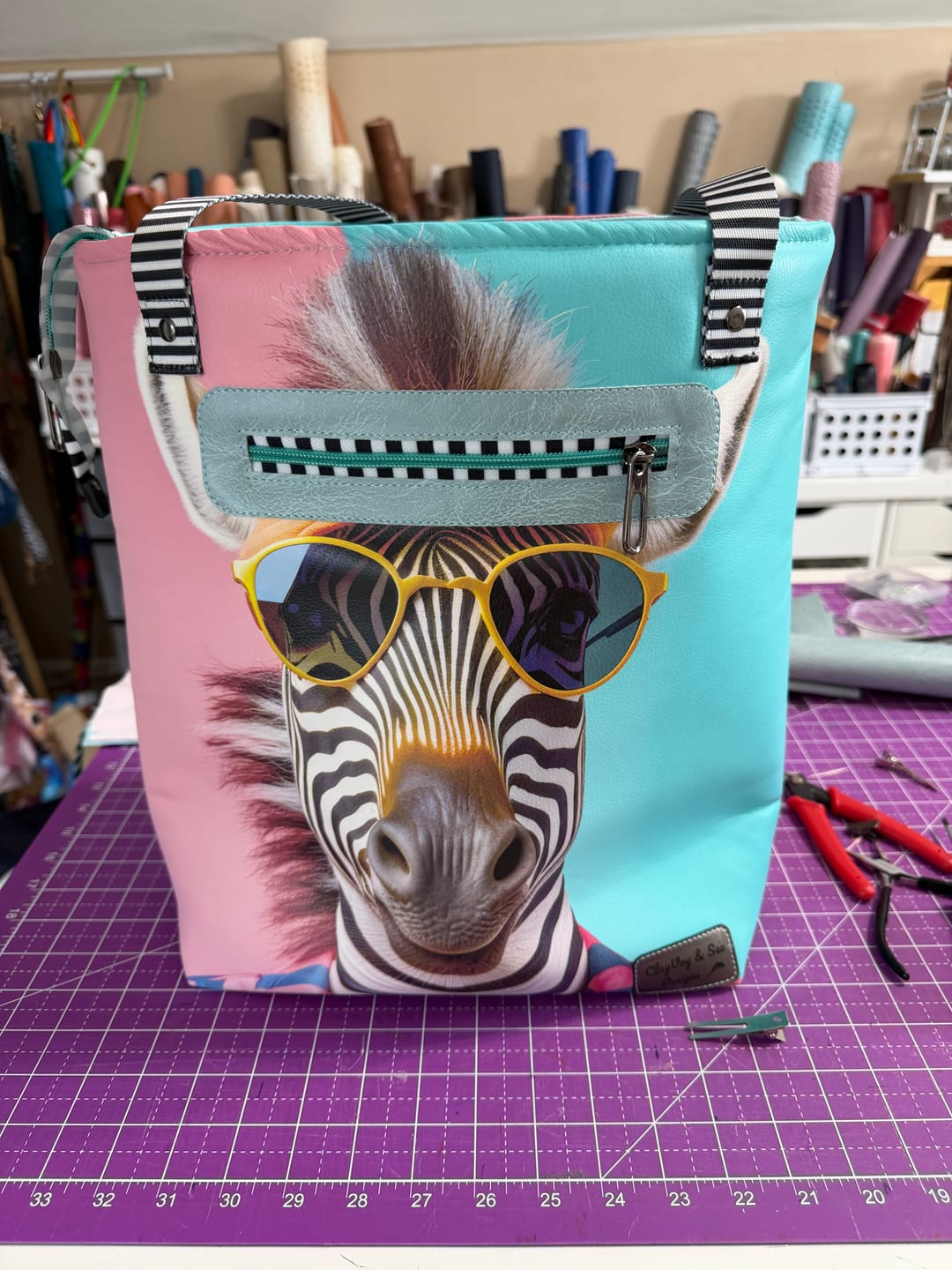 Customer photo review of Chunky Zebra - #5 Aqua Nylon Coil Zipper Tape