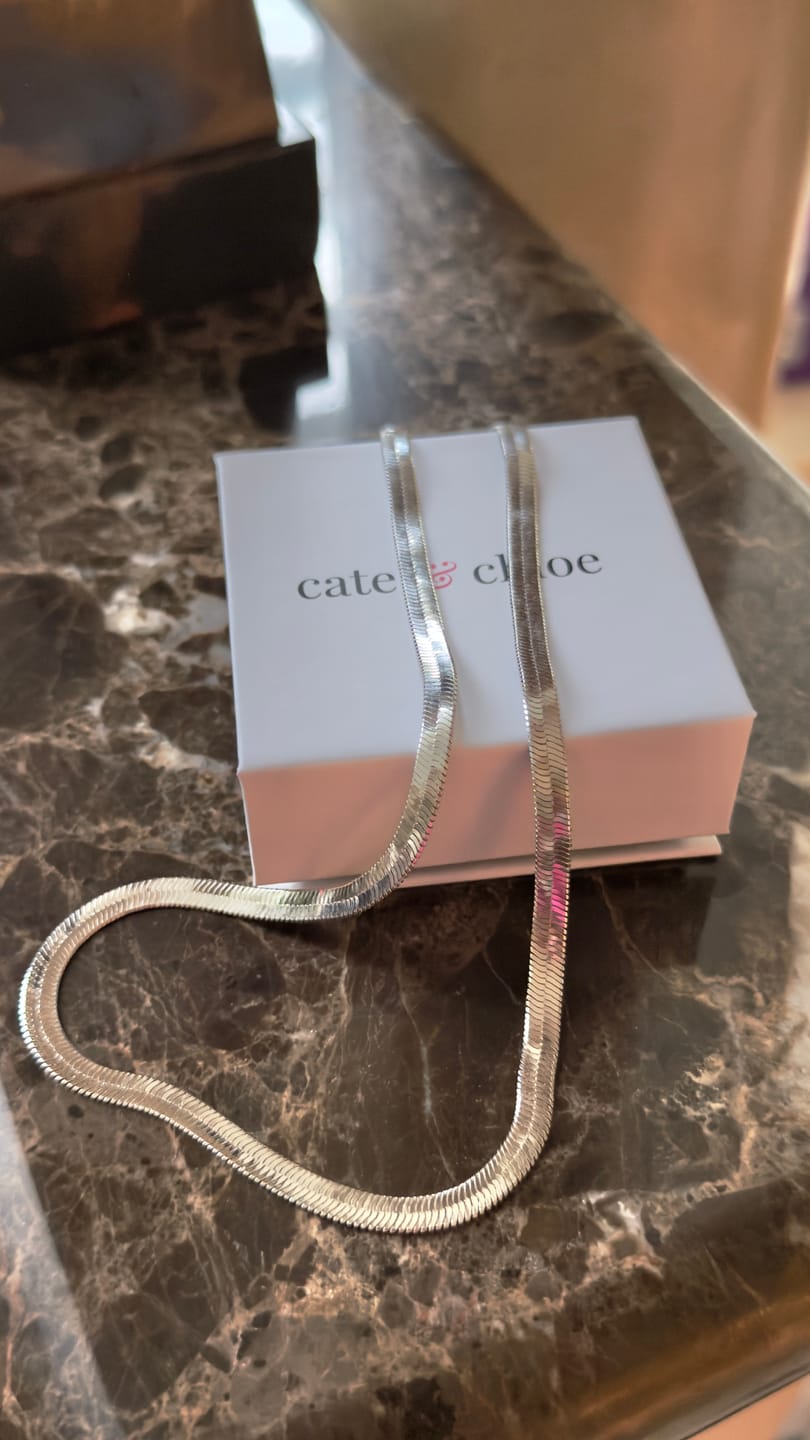 Customer photo review of Delayne 18k White Gold Plated Stacking Necklace Chain