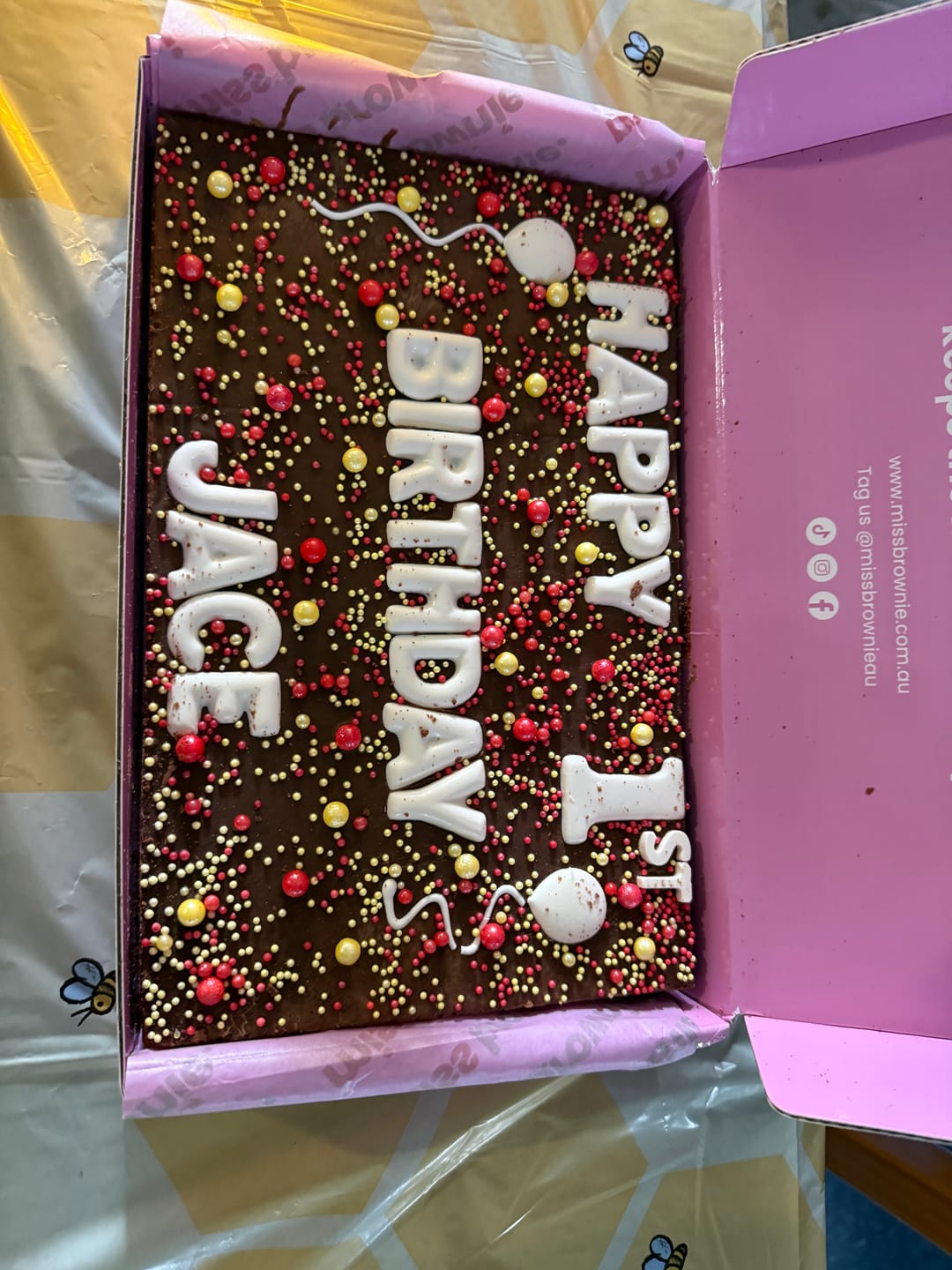 Customer photo review of Birthday Brownie · Large
