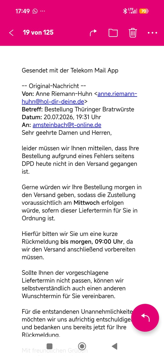 Customer photo review of Original Thüringer Rostbratwurst