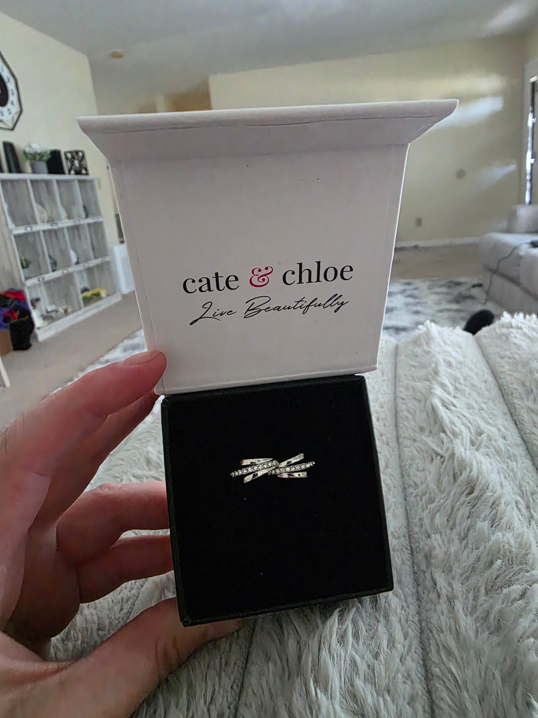 Customer photo review of Bella 18k White Gold Plated 17mm Hoop Earrings with Swarovski Crystals