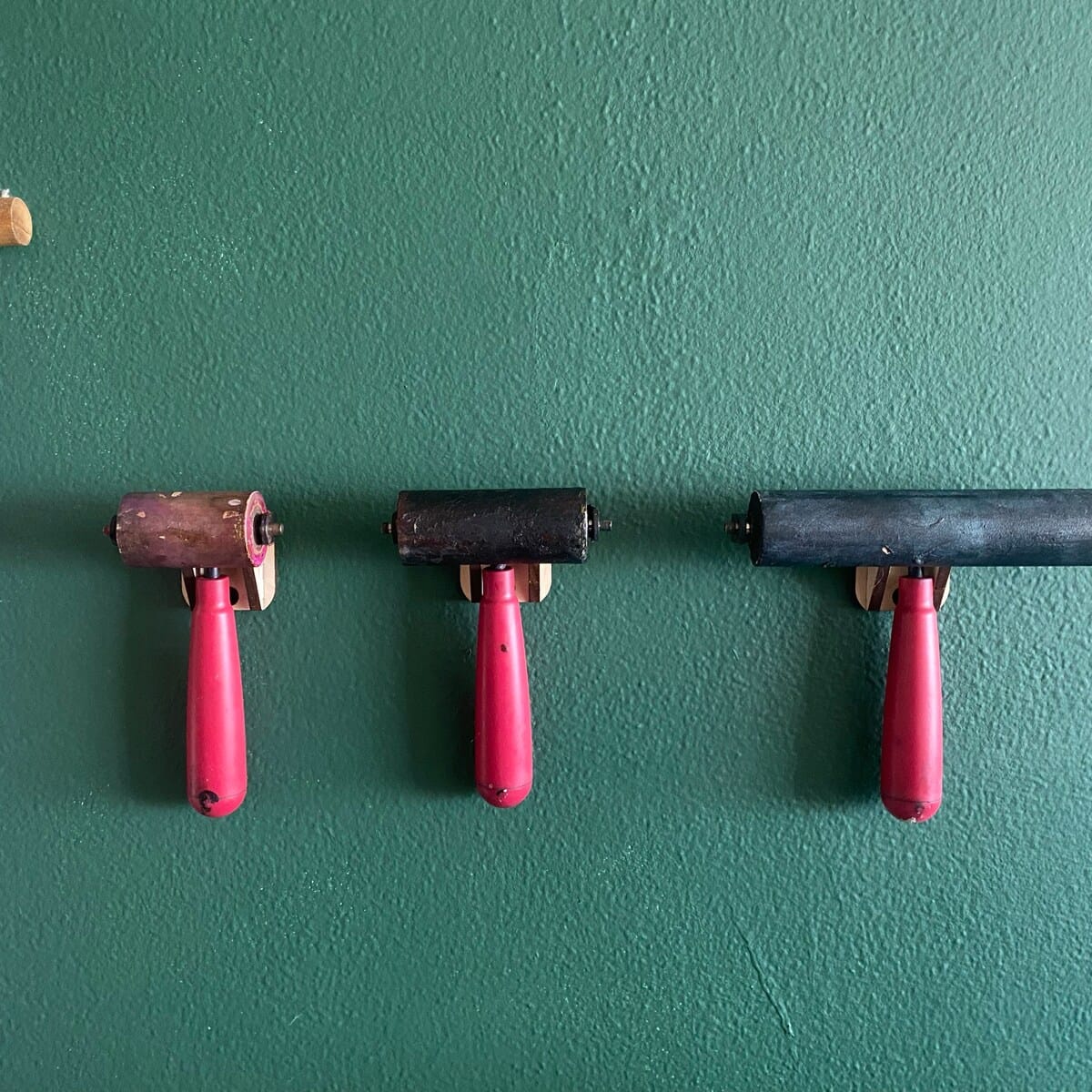 Customer photo review of Brayer Holder for Printmaking | Wall Mount Brayer Organizer | Speedball Compatible | Pegboard & SKADIS