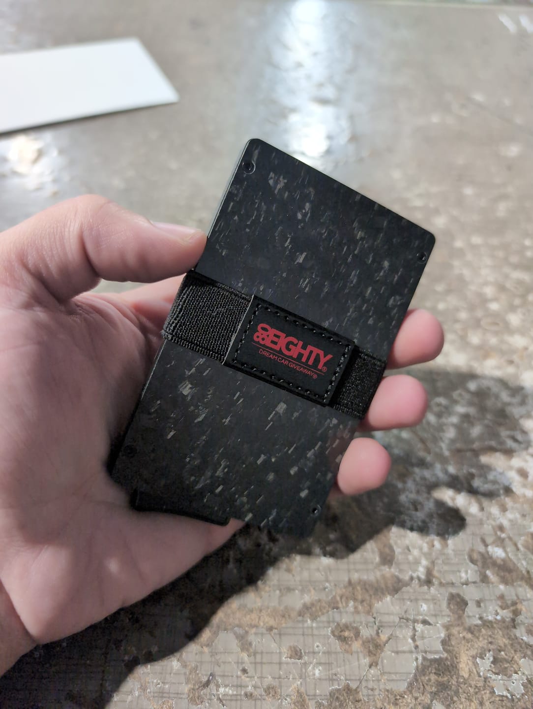 Customer photo review of 80Eighty® Minimalist Forged Carbon Wallet
