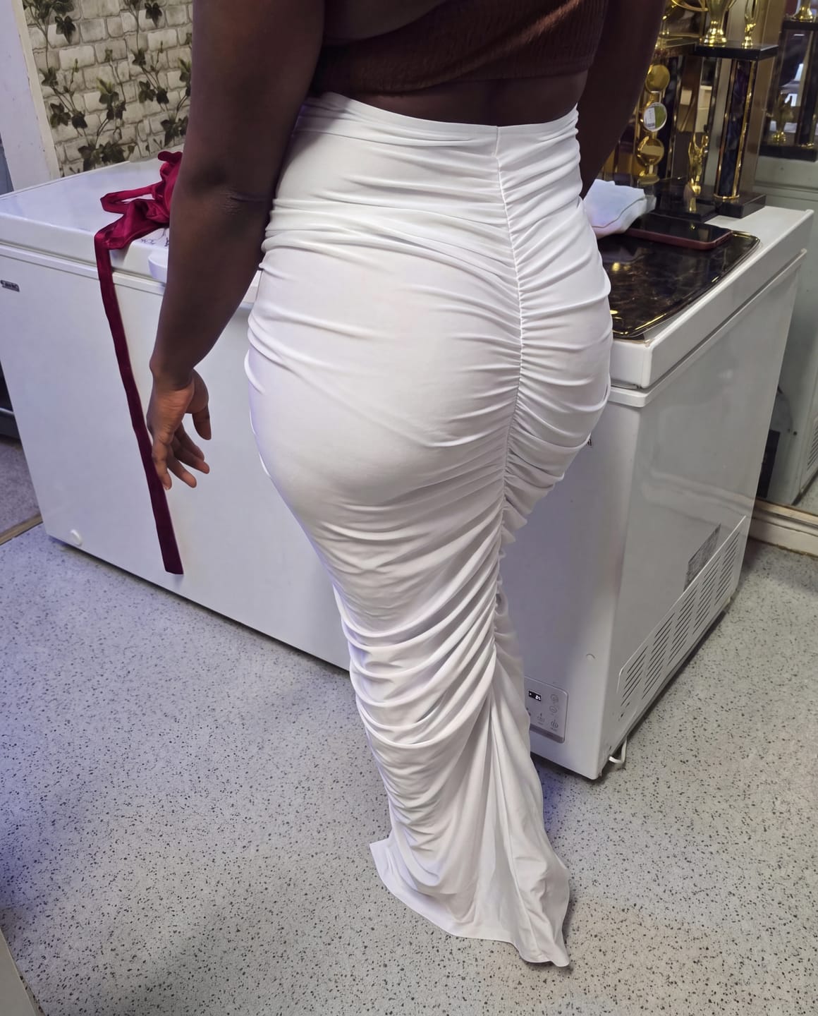 Customer photo review of Hourglass Illusion Halter Dress