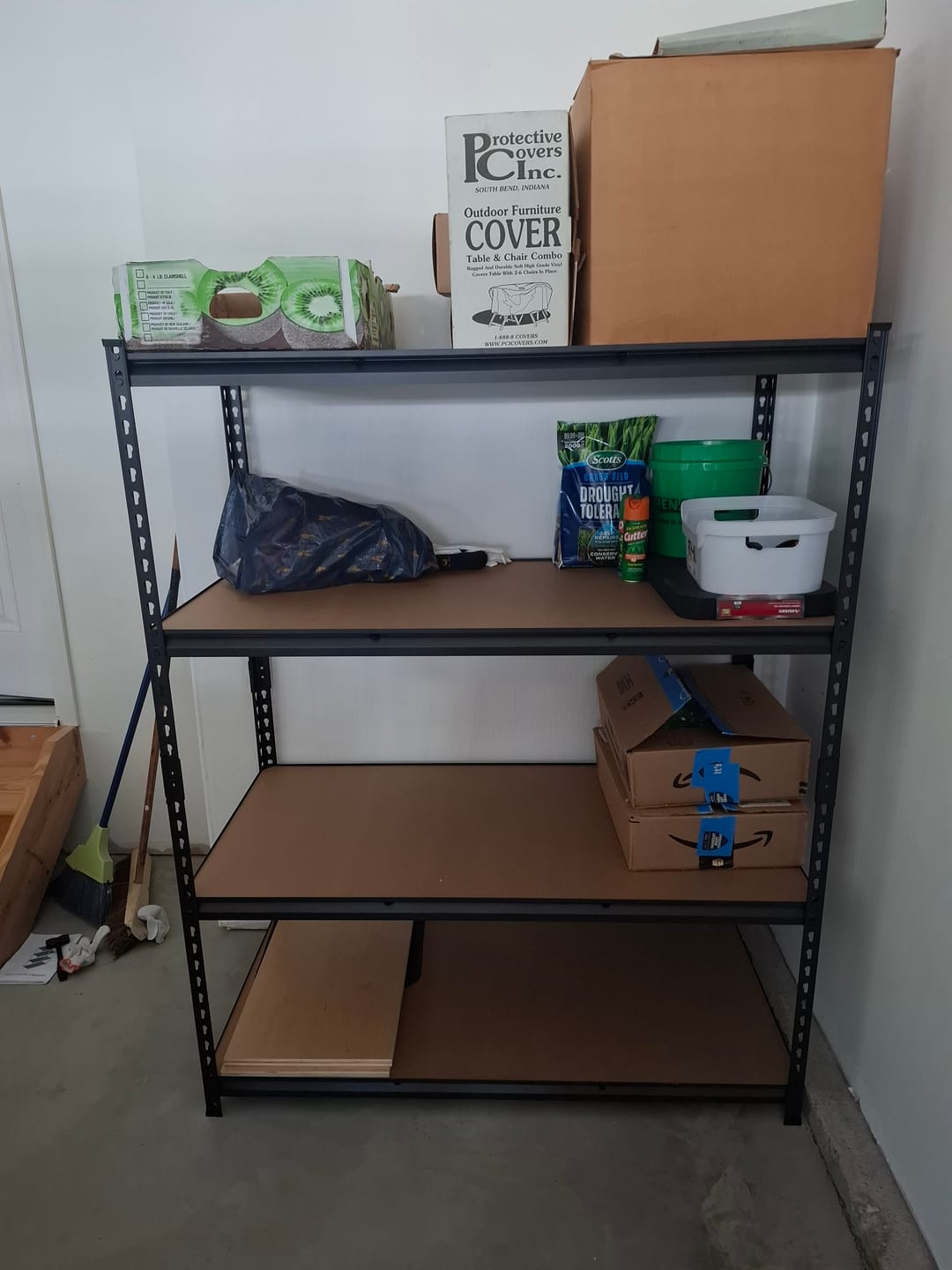 Customer photo review of REIBII 48" W x 24" D Garage Storage Shelves, 2150 lbs Heavy Duty Metal Shelving Racks, Adjustable Storage Rack for Garage Kitchen Pantry