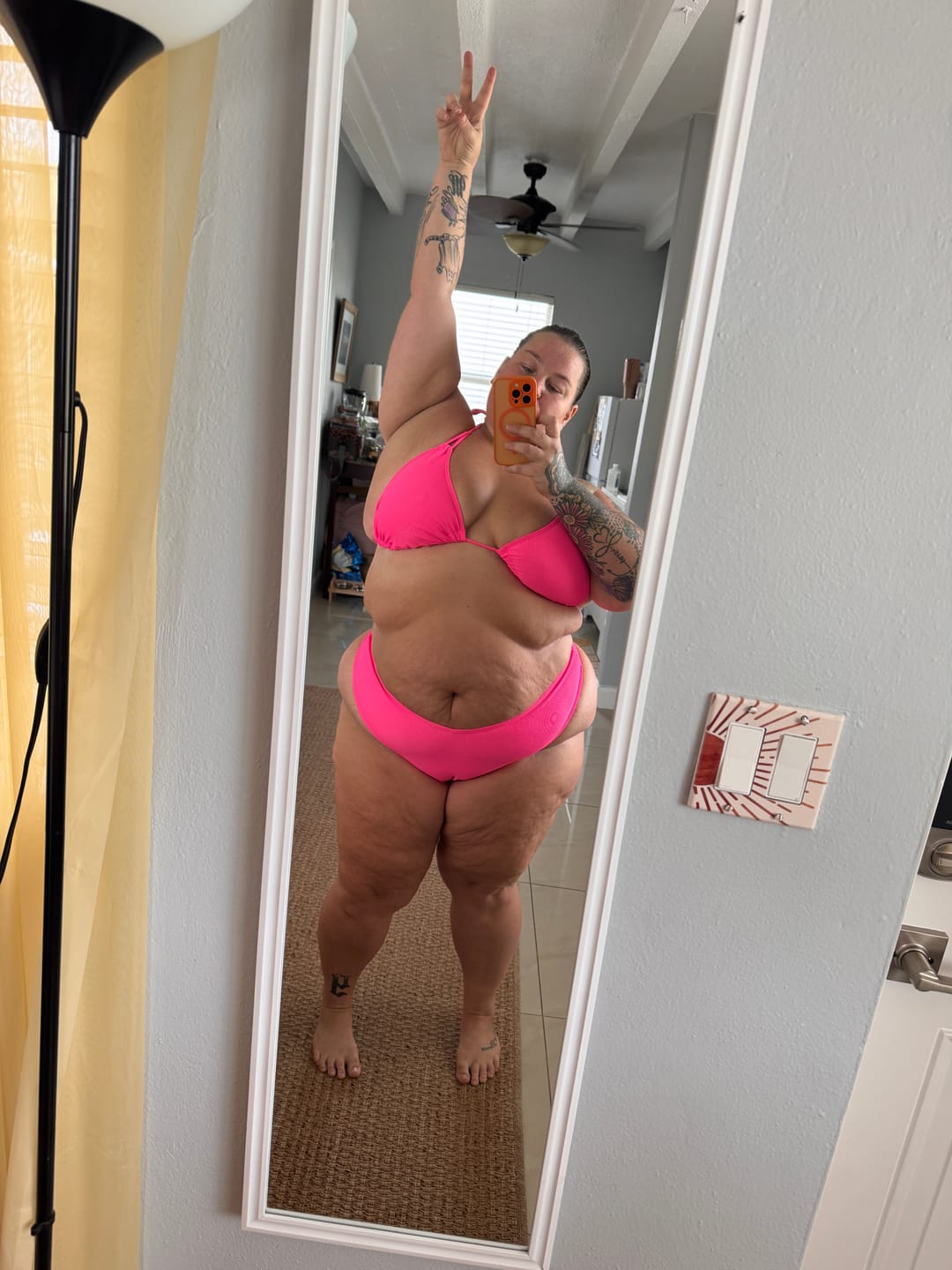 Customer photo review of Hot Pink Rib Triangle Bikini Top