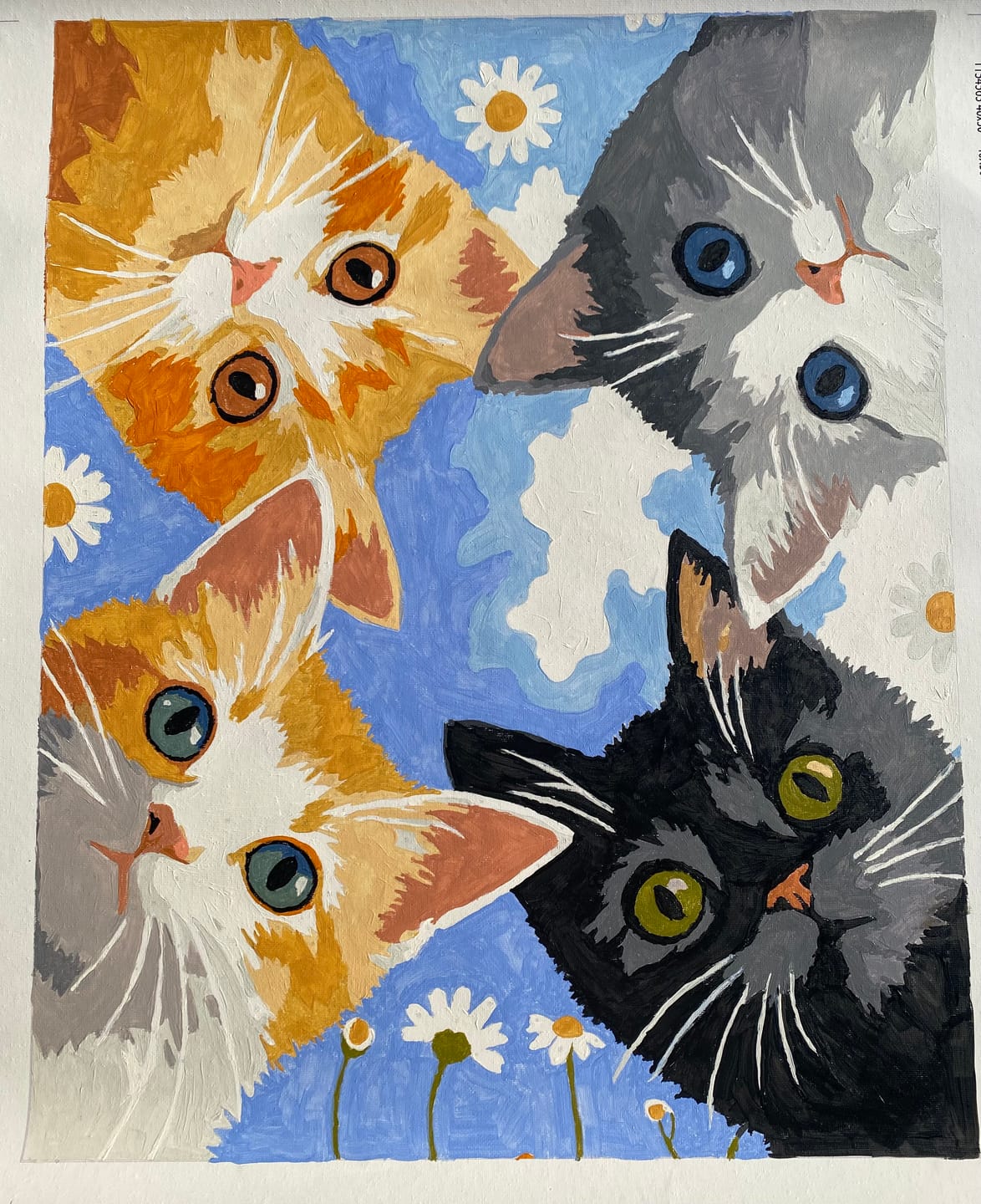 Customer photo review of Kittens Peek | Paint by Number
