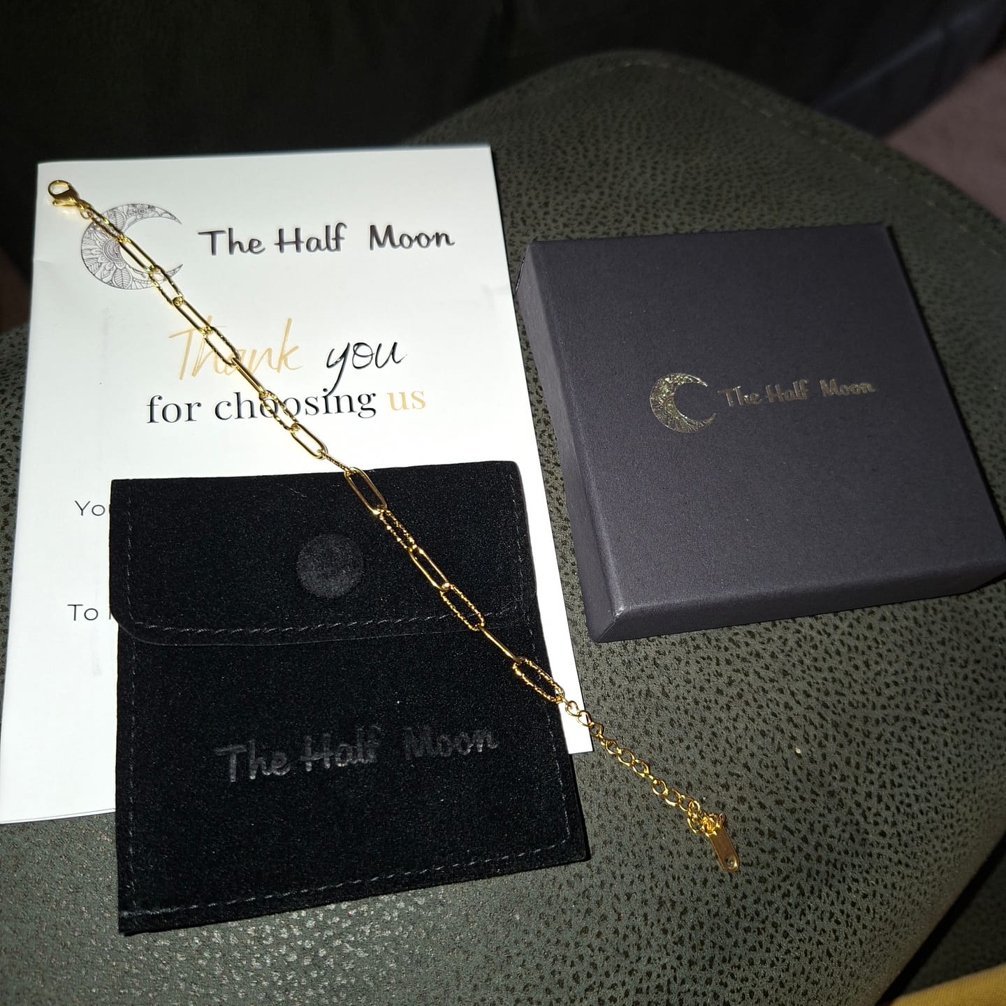 Customer photo review of Paper Clip 18K Gold Chain Bracelet Stainless Steel