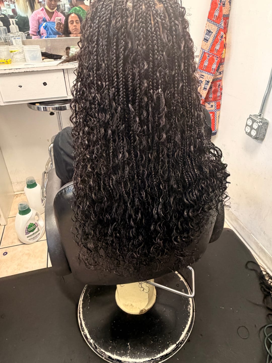Customer photo review of Double Drawn Burmese Spanish Curl Human Braiding Hair