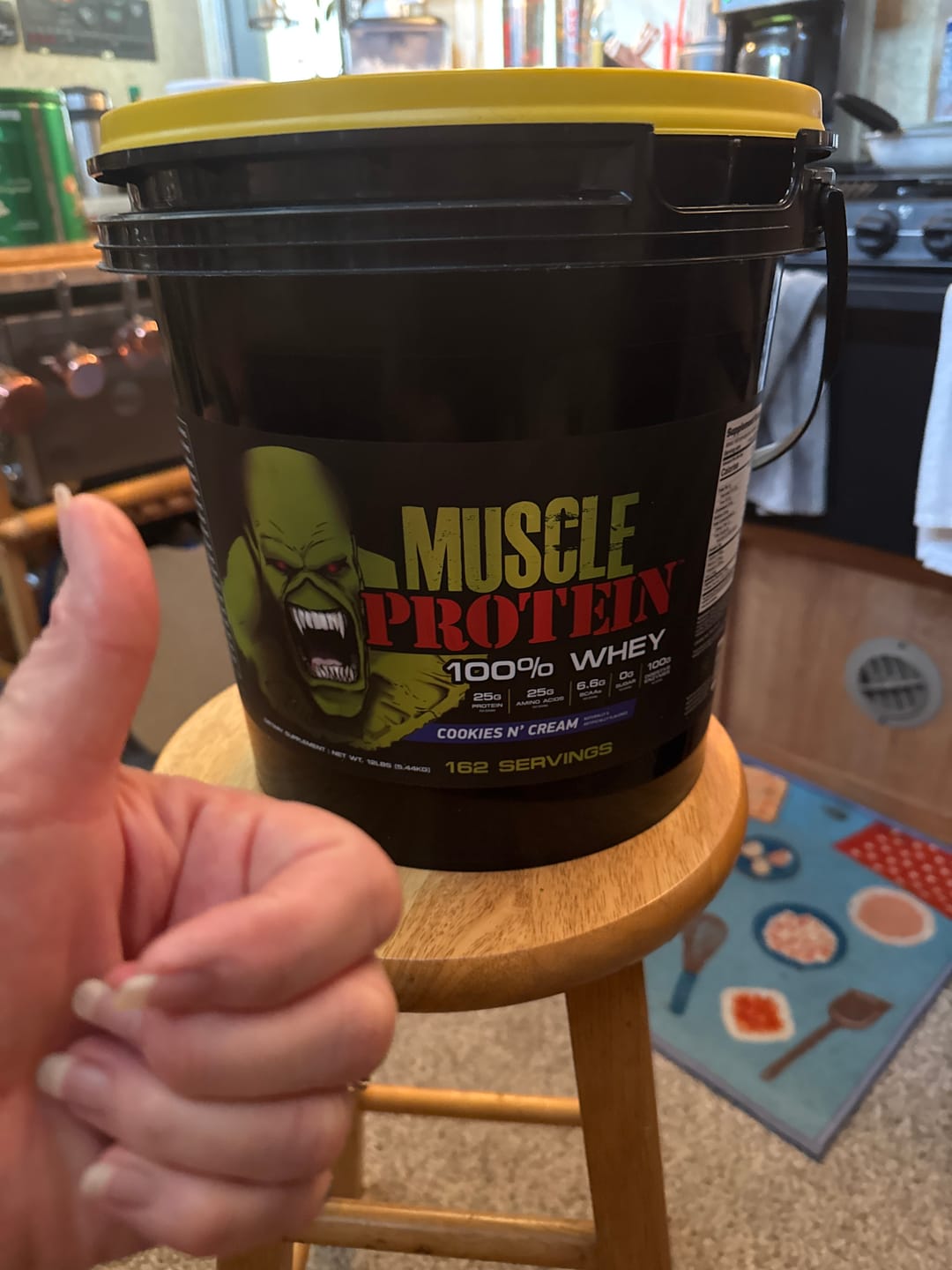 Customer photo review of Whey Protein Powder Bucket