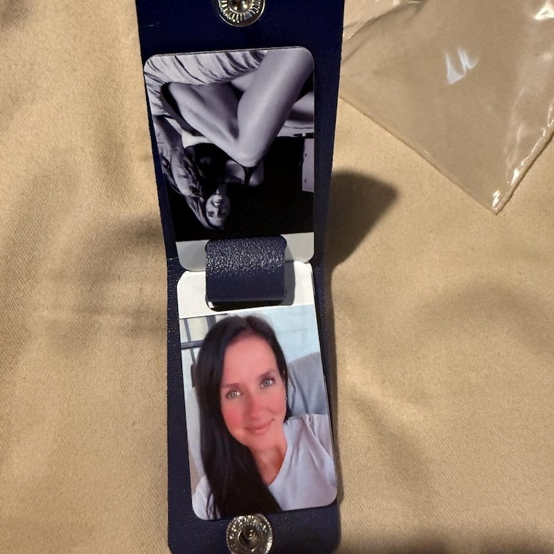 Customer photo review of Custom Leather Photo Keychain