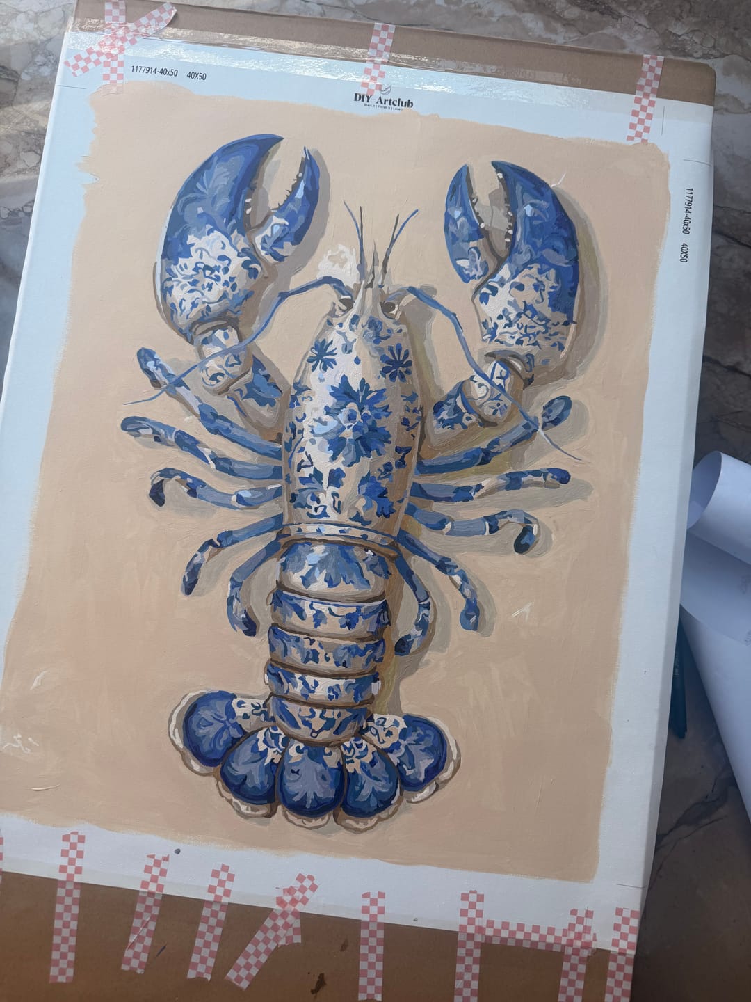 Customer photo review of Delft Lobster | Paint by Number