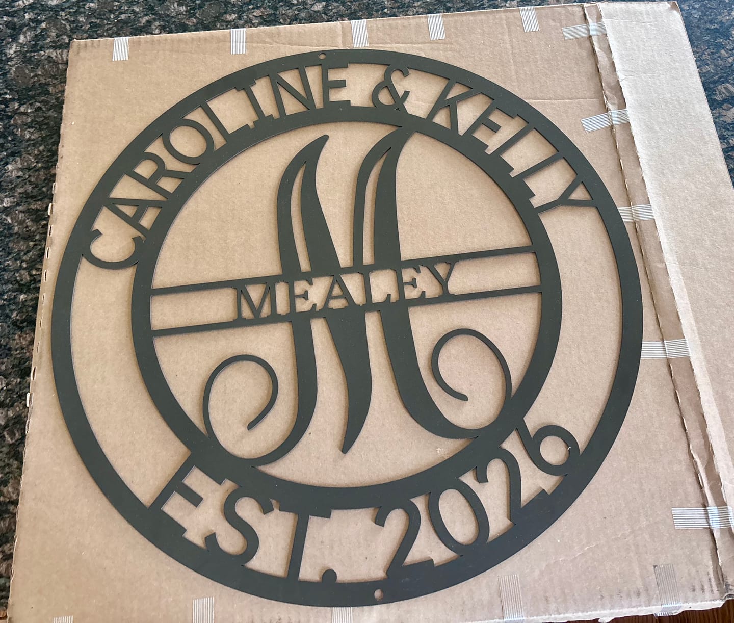 Customer photo review of Elaborate Name - Steel Sign