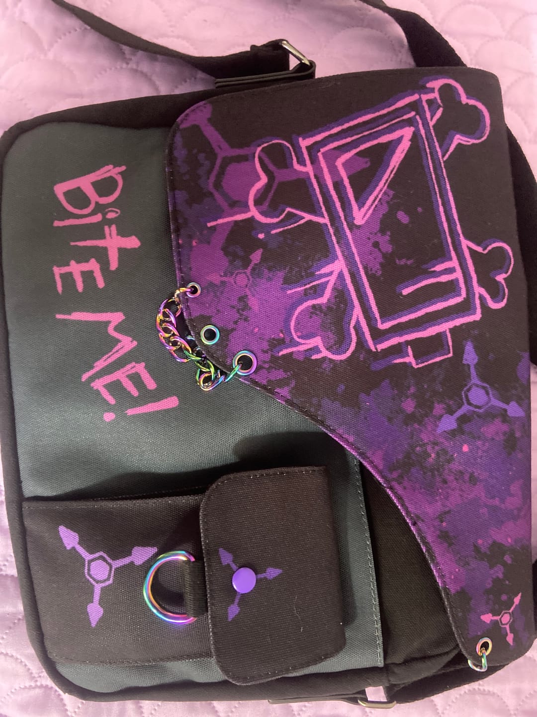 Customer photo review of Murder Drones Laptop Bag