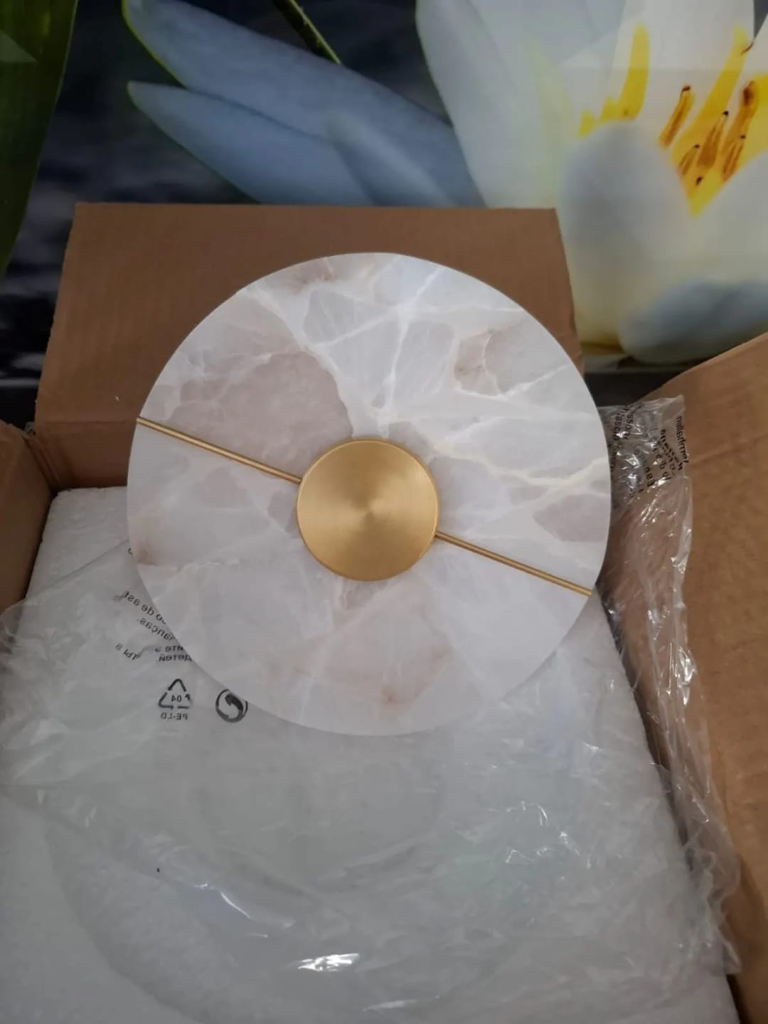 Customer photo review of Circular LED Light Sconce With Marble Accent, Modern Nordic Style