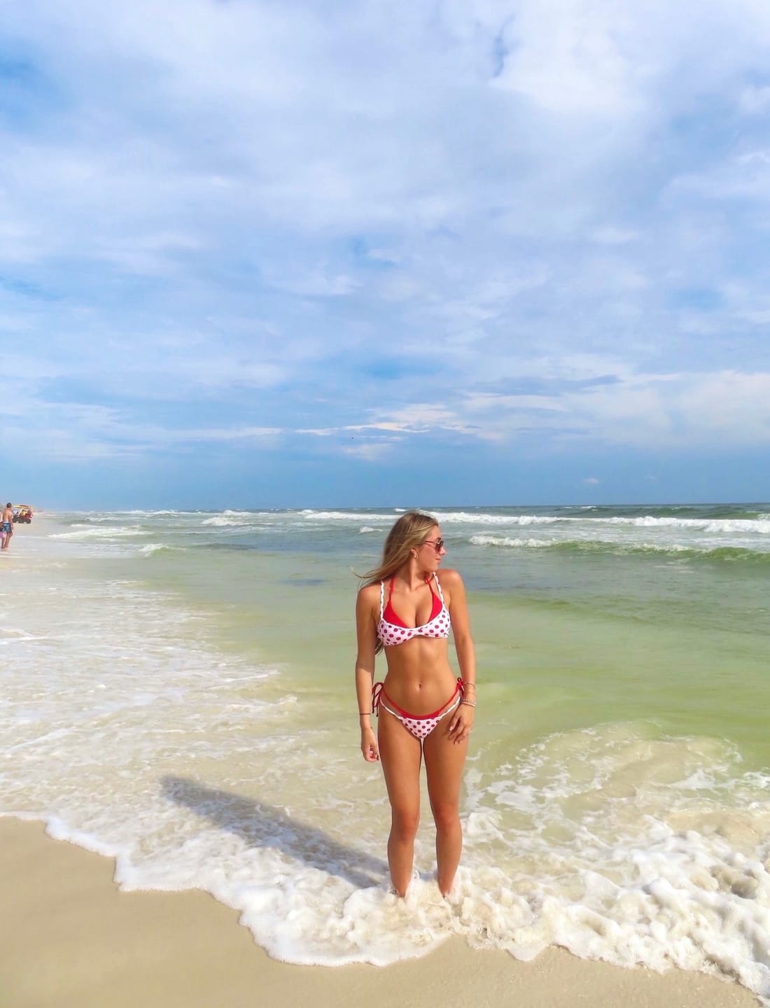 Customer photo review of Seamolly Contrast Color Polka Dot Print String Double Layer Bikini Set