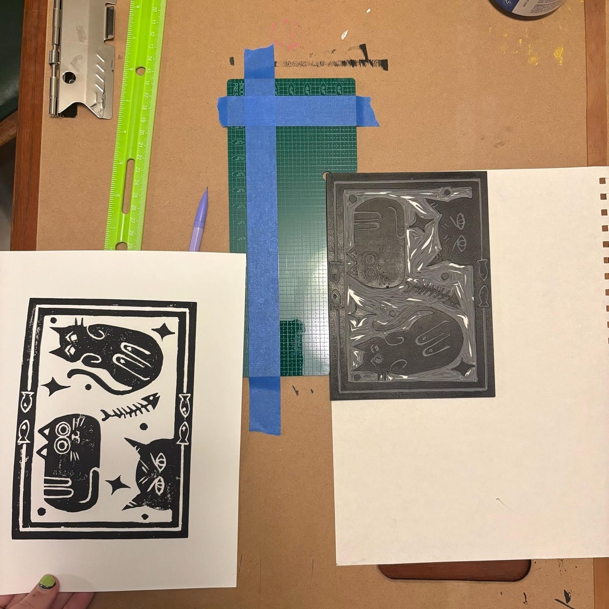 Customer photo review of Linocut Registration Jig | Block Printing & Relief Printing Alignment | Multi-Color Printmaking | Acrylic
