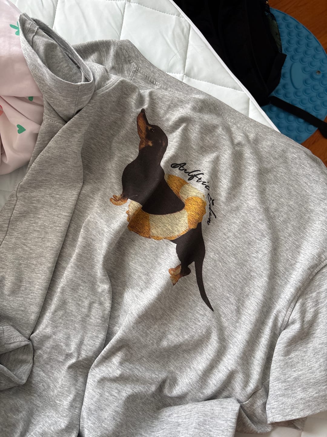 Customer photo review of Aelfric Eden Dachshund Off-The-Shoulder Tee