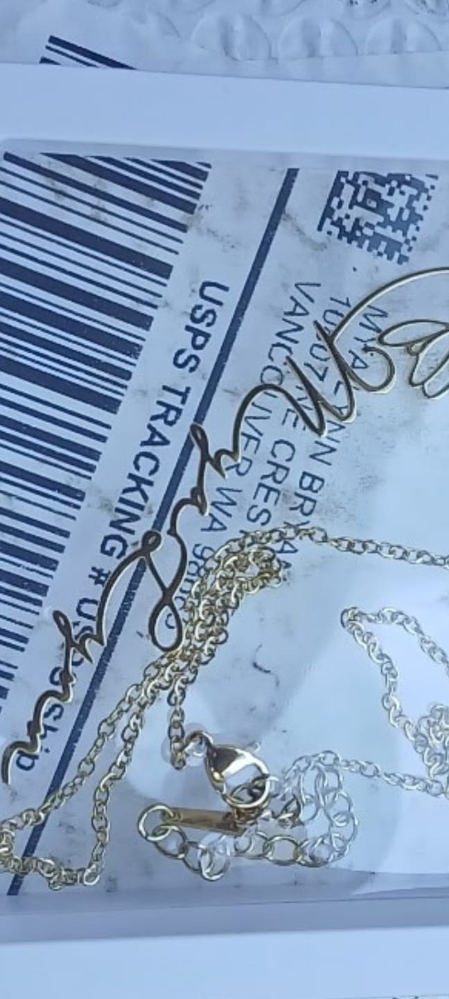 Customer photo review of Birth Flower Name Necklace