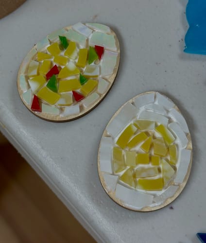 Customer photo review of Unfinished Wood Craft Easter Eggs up to 46"  DIY