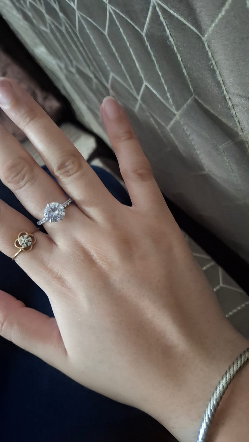 Customer photo review of 2Ct Blossom Round Solitaire Silver Ring
