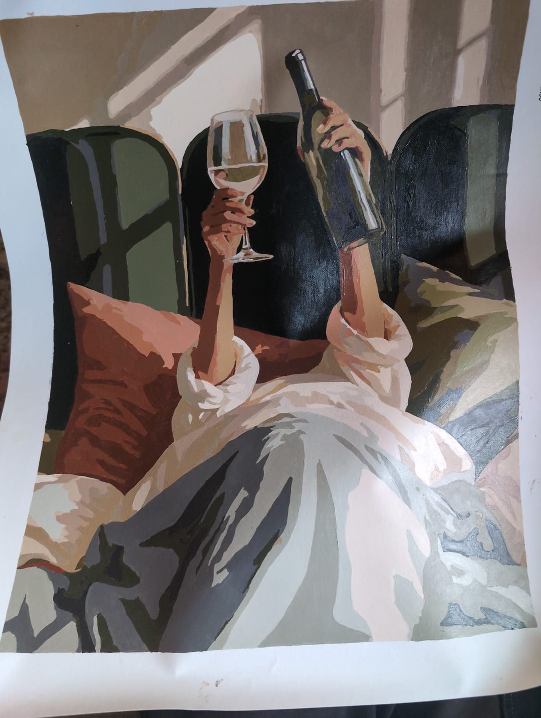 Customer photo review of Wine in Bed | Paint by Number