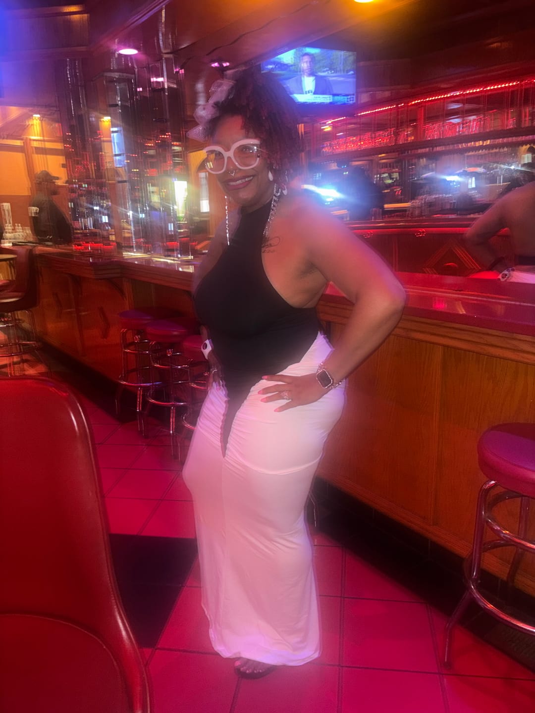 Customer photo review of Hourglass Illusion Halter Dress
