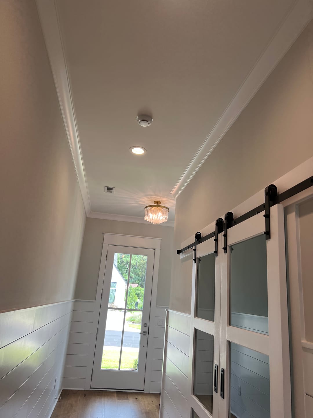 Customer photo review of Tiered Hammered Water Glass Round Semi Flush Mount