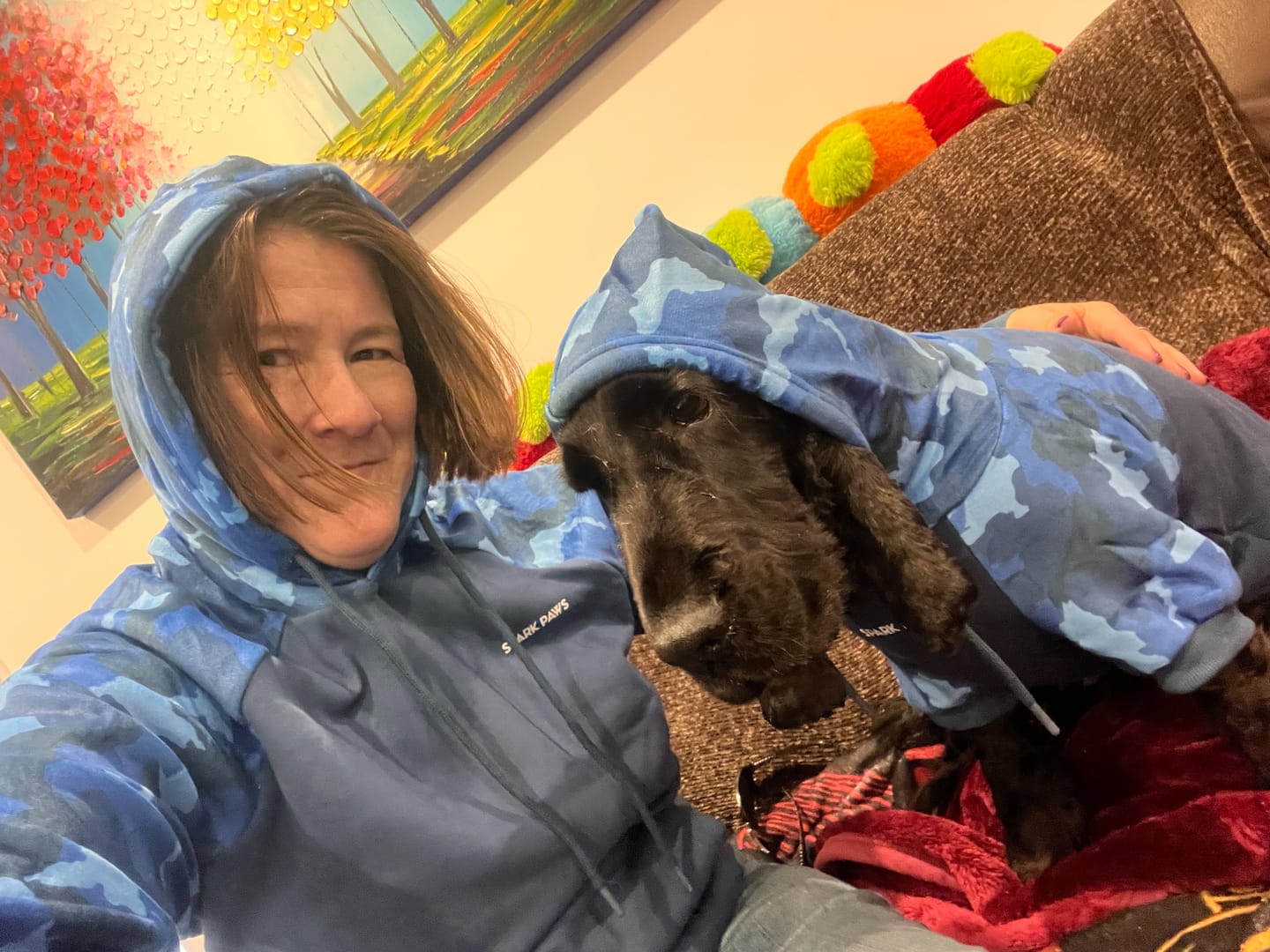 Customer photo review of Blue Camo Human Hoodie
