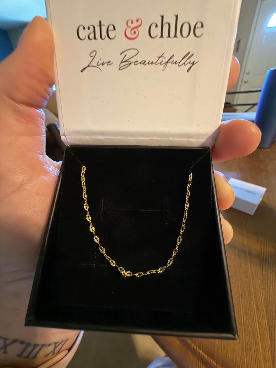 Customer photo review of Raegan 18k White Gold Plated Stacking Necklace Chain