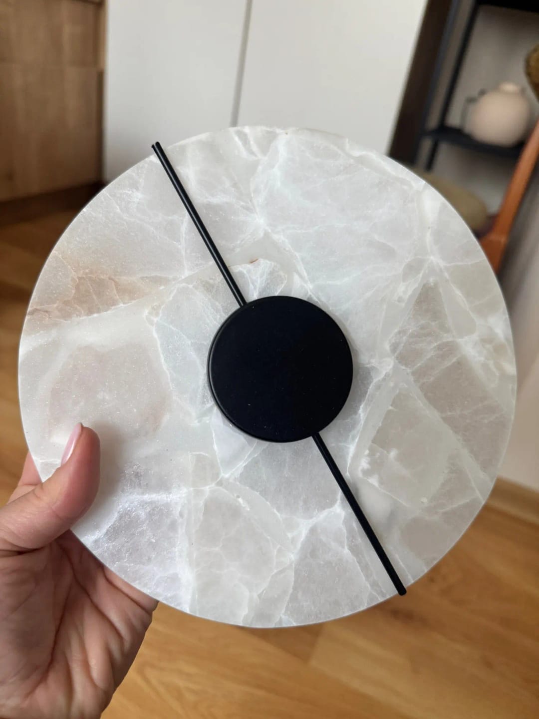 Customer photo review of Circular LED Light Sconce With Marble Accent, Modern Nordic Style