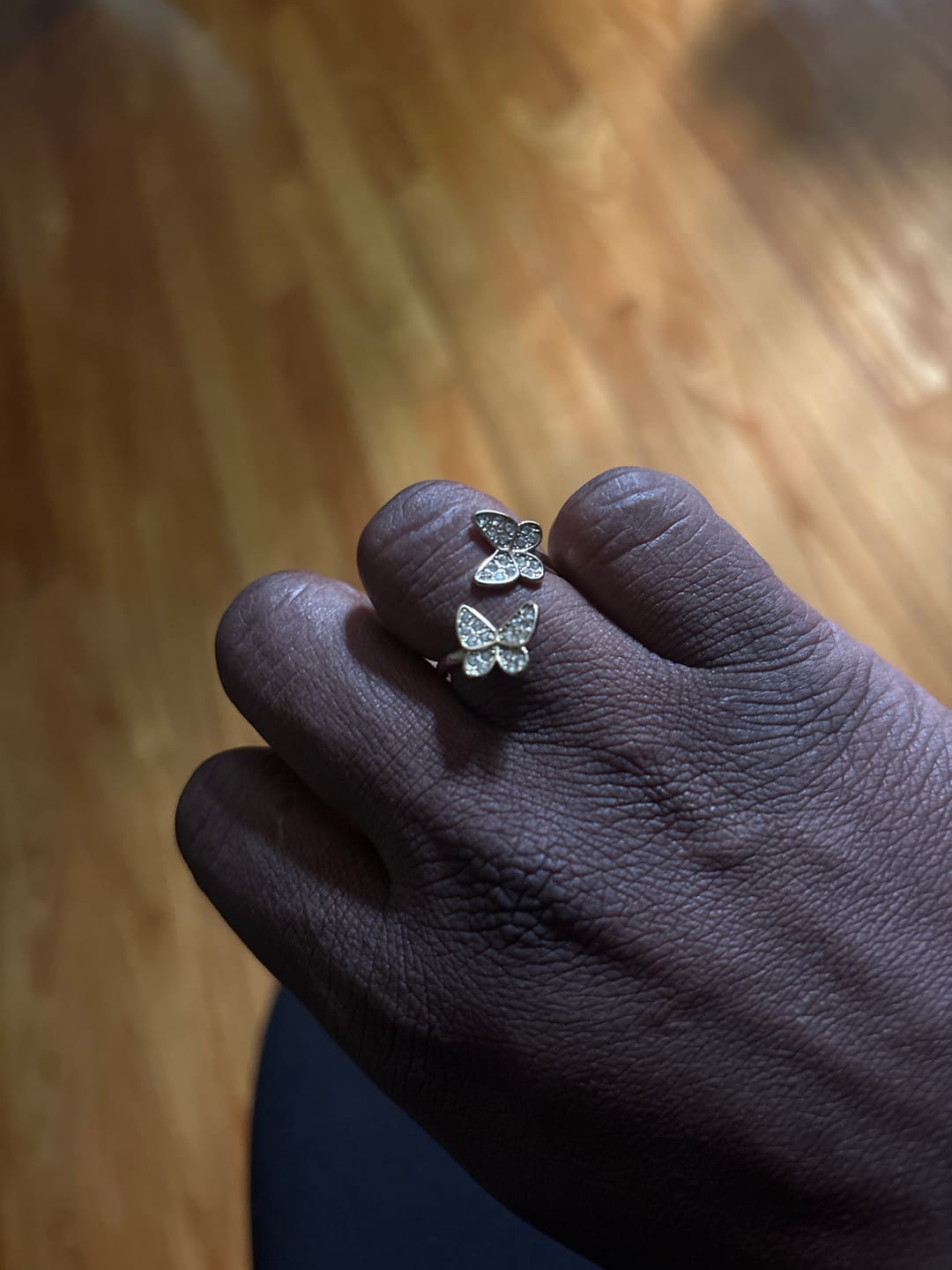 Customer photo review of Open Iced Butterfly Ring