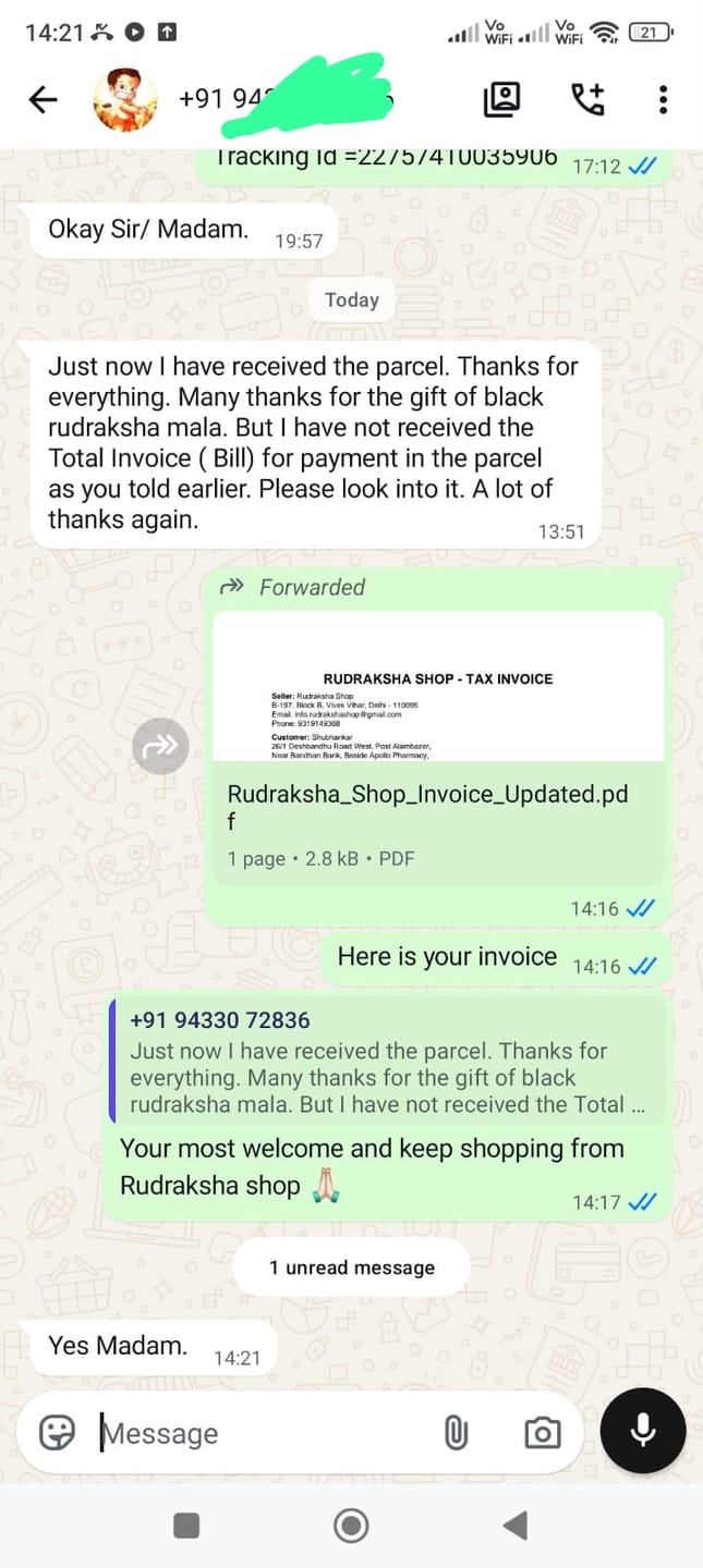 Customer photo review of Nepali Indrani Siddha Mala (Customizable)