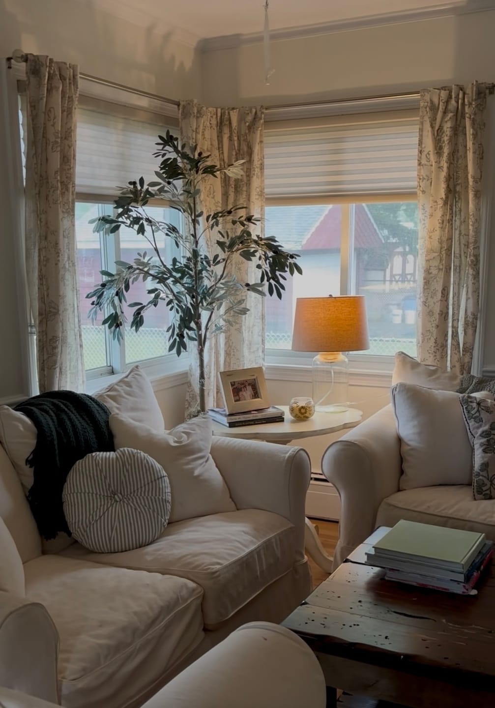 Customer photo review of Peony Print Linen Blend 3-in-1 Curtains