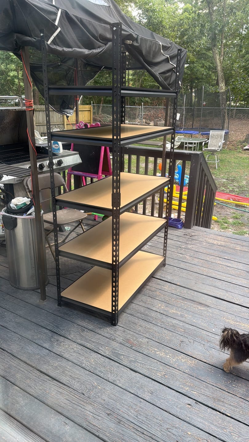Customer photo review of Reibii 5-Tier 40" W Metal Shelving for Garage, 2500lbs Heavy Duty Storage Shelves, Adjustable Shelf for Closet, Warehouse, Commercial
