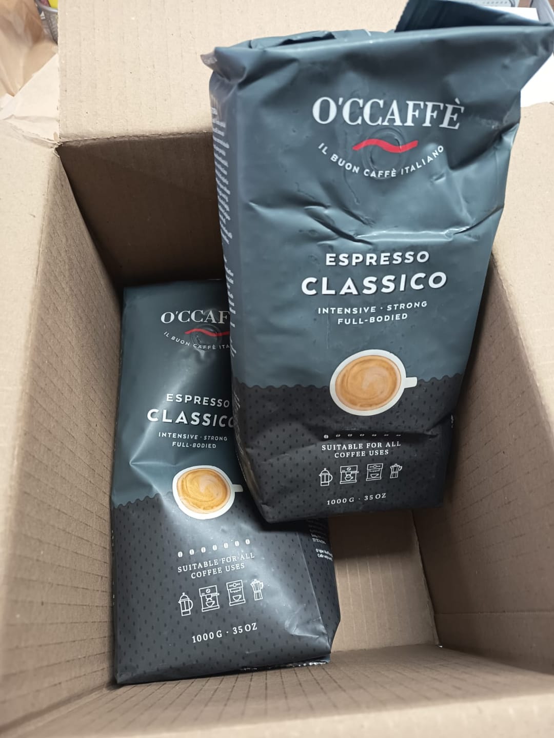 Customer photo review of Occaffe Grano Espresso Classico Intenso 1kg