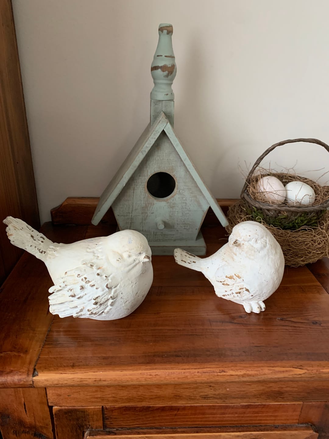 Customer photo review of Lucas French Provincial Bird Figurines, Set of 2, Whitewashed Aged Stone