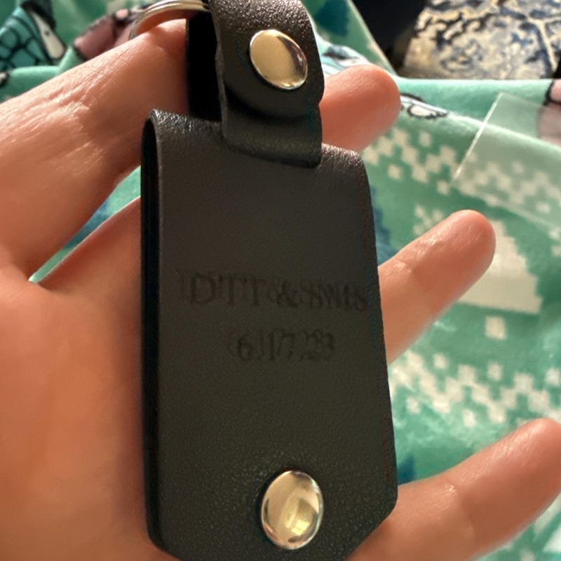Customer photo review of Custom Leather Photo Keychain