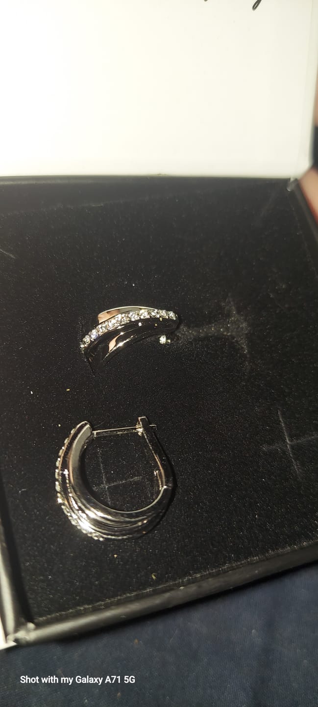 Customer photo review of Bella 18k White Gold Plated 17mm Hoop Earrings with Swarovski Crystals