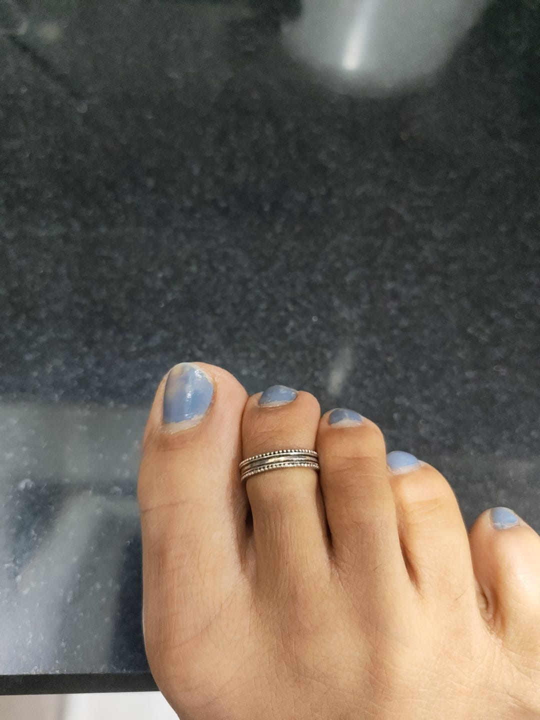Customer photo review of Oxidised Silver Layered Bead Toe Ring