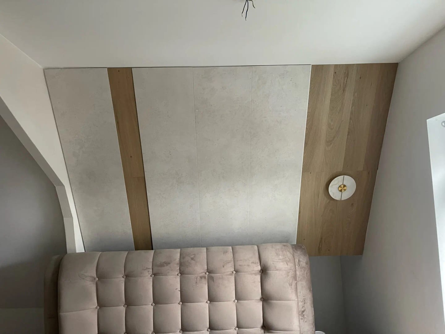 Customer photo review of Circular LED Light Sconce With Marble Accent, Modern Nordic Style